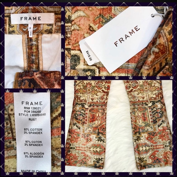 NWT FRAME Printed Flared Boho Pants Neiman Marcus - Picture 4 of 6